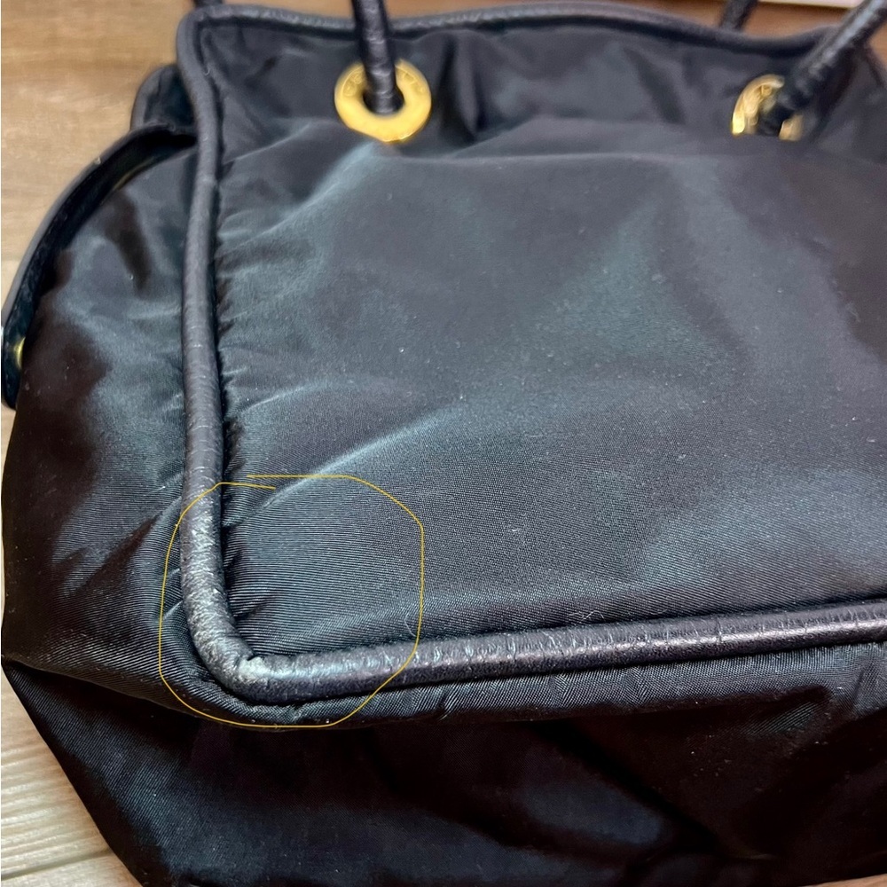 Celine Round Logo Nylon Tote Bag - Black and Gold - EUC - Picture 7 of 16